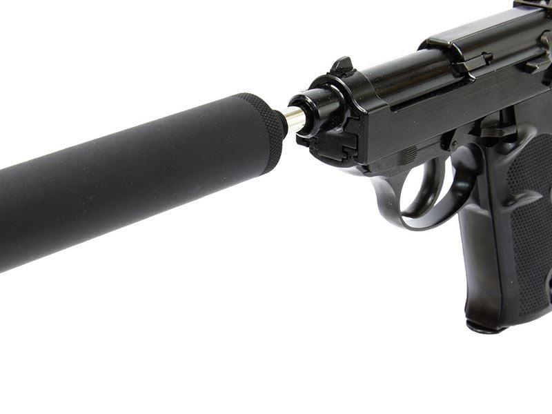 WE WW2S with Silencer Gas Blowback Pistol (Black)