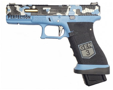WE SECRET 17 Series Custom BLUE Series Pistol GBBP (Semi-Auto. / Full Auto.)