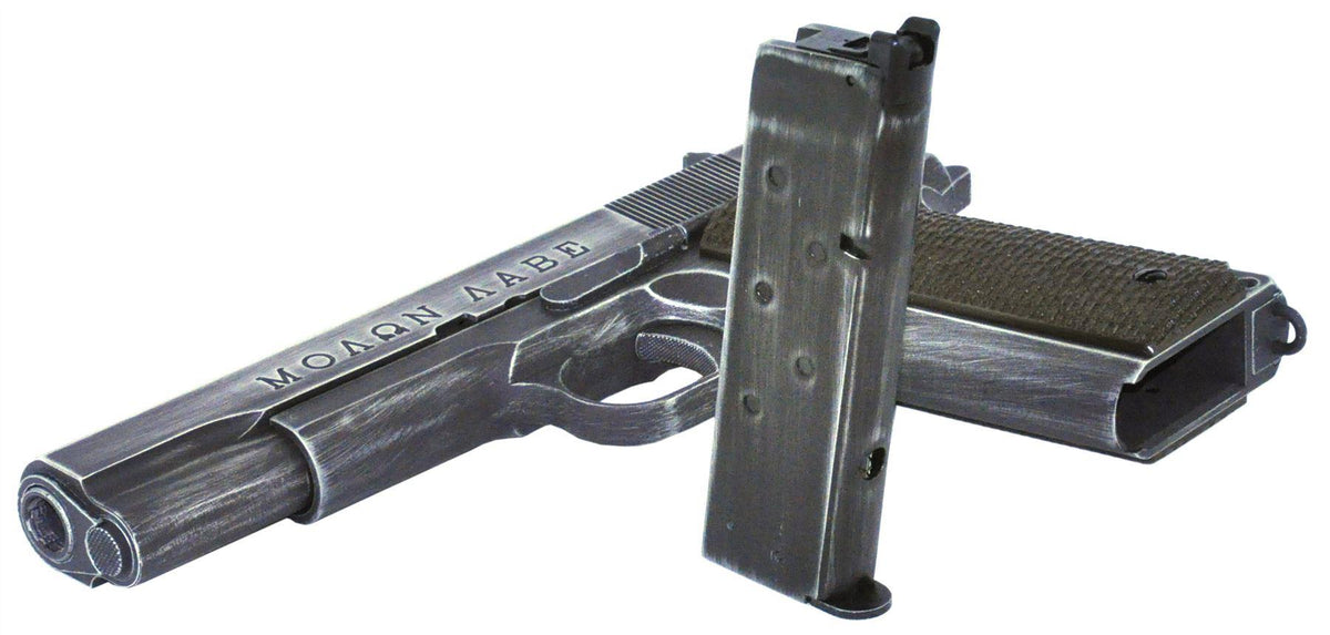 Armorer Works Custom "Molon Labe" 1911 Gas Blowback Pistol (Full Metal -Brown Grips - AW-NE2002)