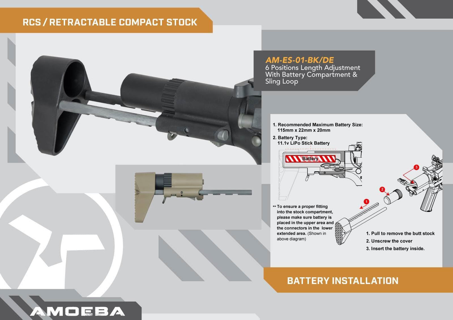 Ares Amoeba Octa Arms Honey Badger (Black - AM-016-BK)