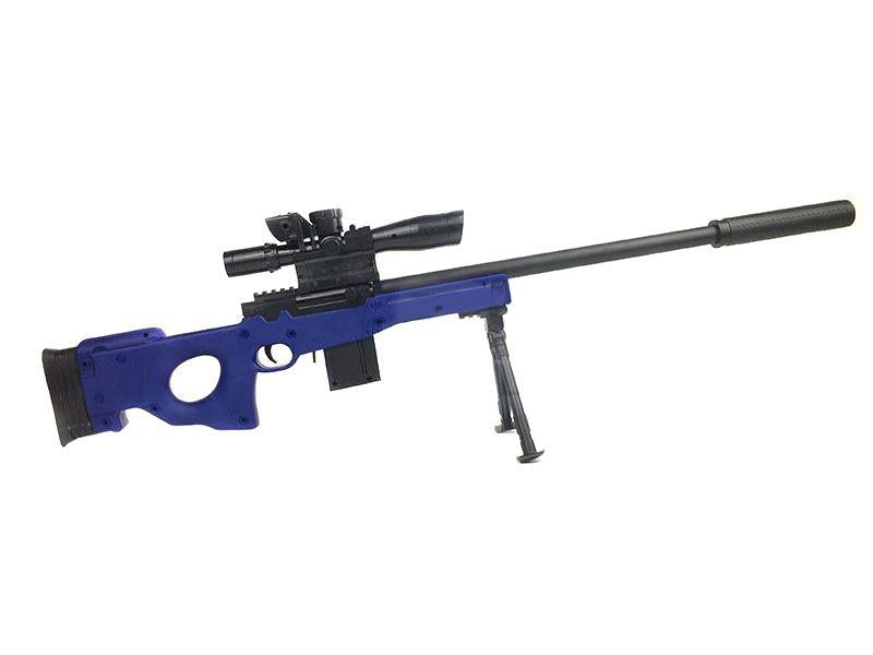 ACM Custom L96 with Mock Scope, Bipod and Silencer Spring Rifle (Blue - 929-2)