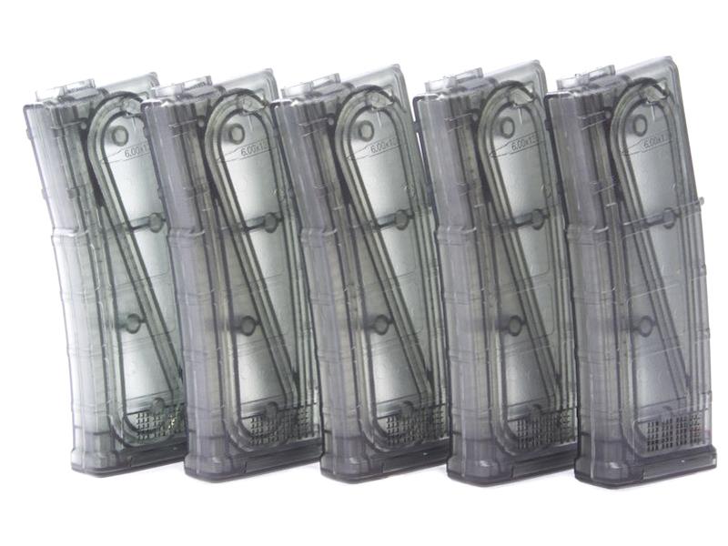 Ares M4 AMAG AEG Magazine (5pcs Box Set - 130 Rounds - Transparent - MAG-B-023-TP)