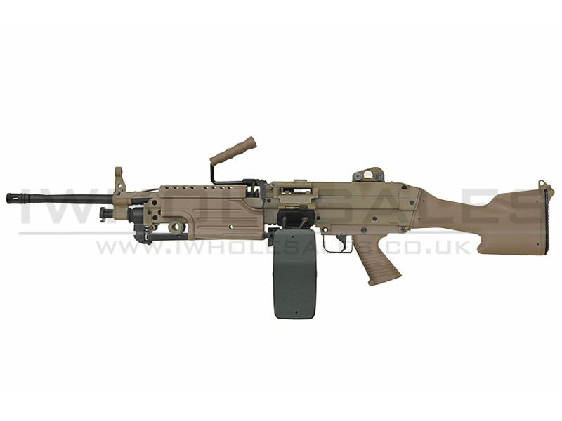 A&K M249 with Sound Control Drum Magazine (Hard Stock) (TAN)