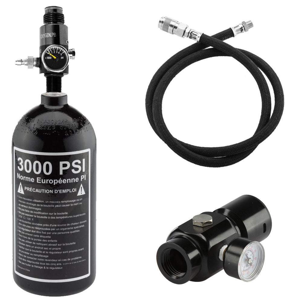 BO Manufacture HPA SET with HQD Line, bottle, 2 Regulators - 3000 and 0-150 PSI - EU Type