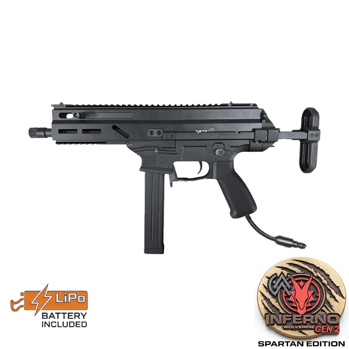 Double Eagle 9 Seres AEG SMG (M931A) with Pre-Installed Wolverine INFERNO Gen 2 Engine, Spartan Board & FCU Battery