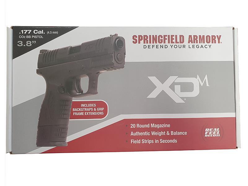 Springfield Armory 3.8 XDM .177/4.5mm CO2 Blowback Air Pistol (Full Metal - Reel Feel Recoil - Black - SA-XDM38CBB4-B)