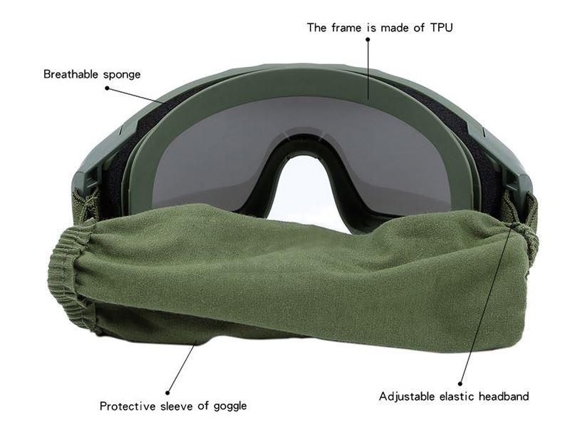 Big Foot Big Goggles with 3 Different Color Lenses (OD)