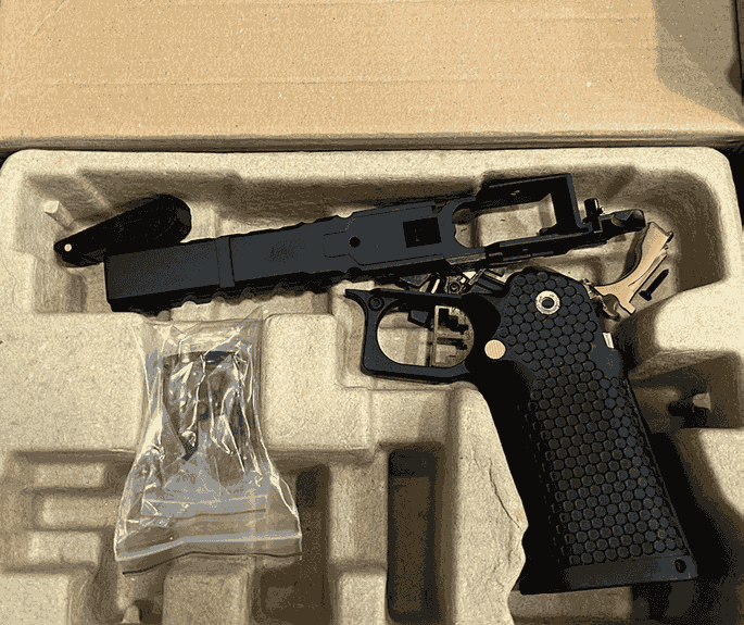 Boneyard - Armorer Works Custom Hi-Capa GBBP (Full Silver Slide - Black Frame - Gold Barrel - AW-HX2001)