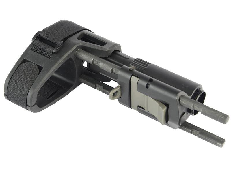 Ares M45 Series Retractable Stock with Stabilizing Brace (Black - AM-ABS005-BK)