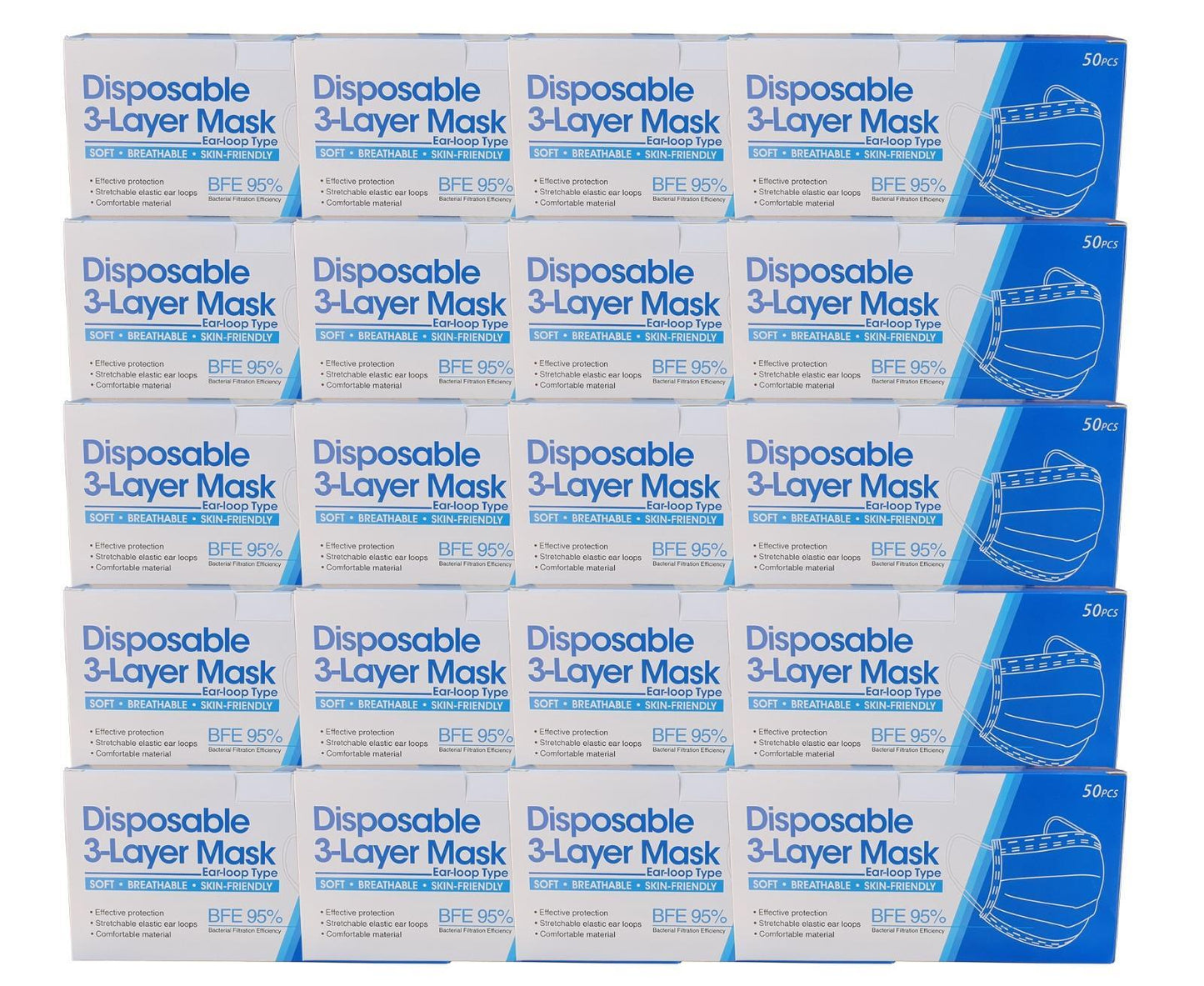 Disposable Blue Masks (50pcs - 40 Boxes)