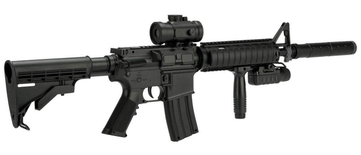 Double Eagle M83A2 Full-Size M4 RIS Carbine All-In-One Starter LPAEG Rifle Package - Black (AEG-M83-A2)