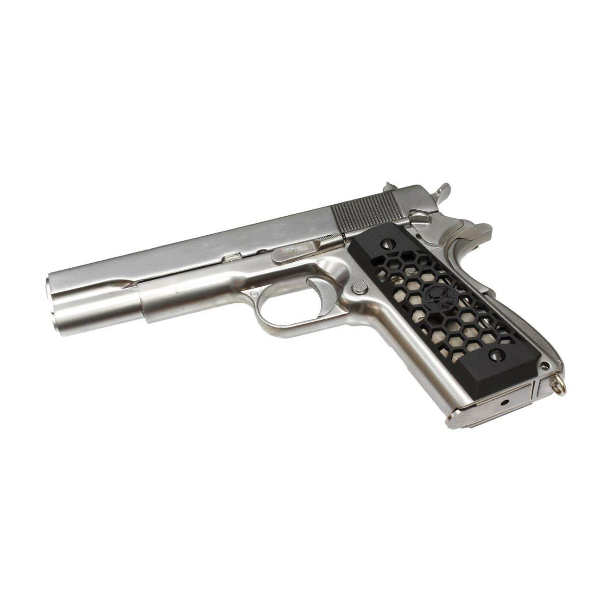 WE 1911 Hex Cut Grip Set (Full Metal - Black)