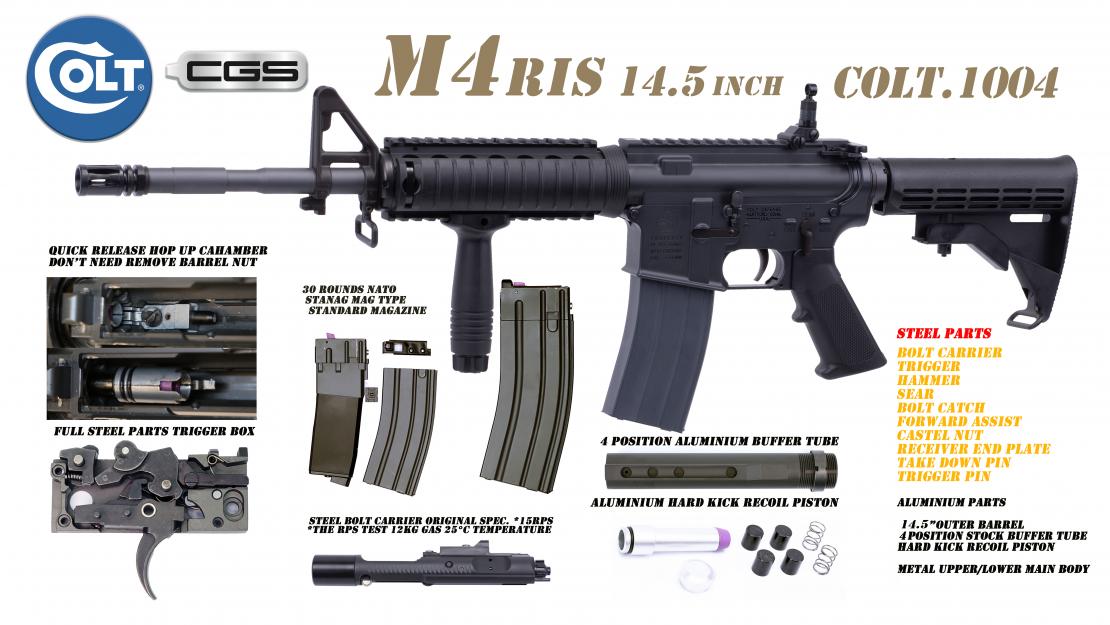 Colt x EMG M4RIS 14.5 Gas Blowback Rifle by Cyma CGS (MWS - Black - COLT.1004)