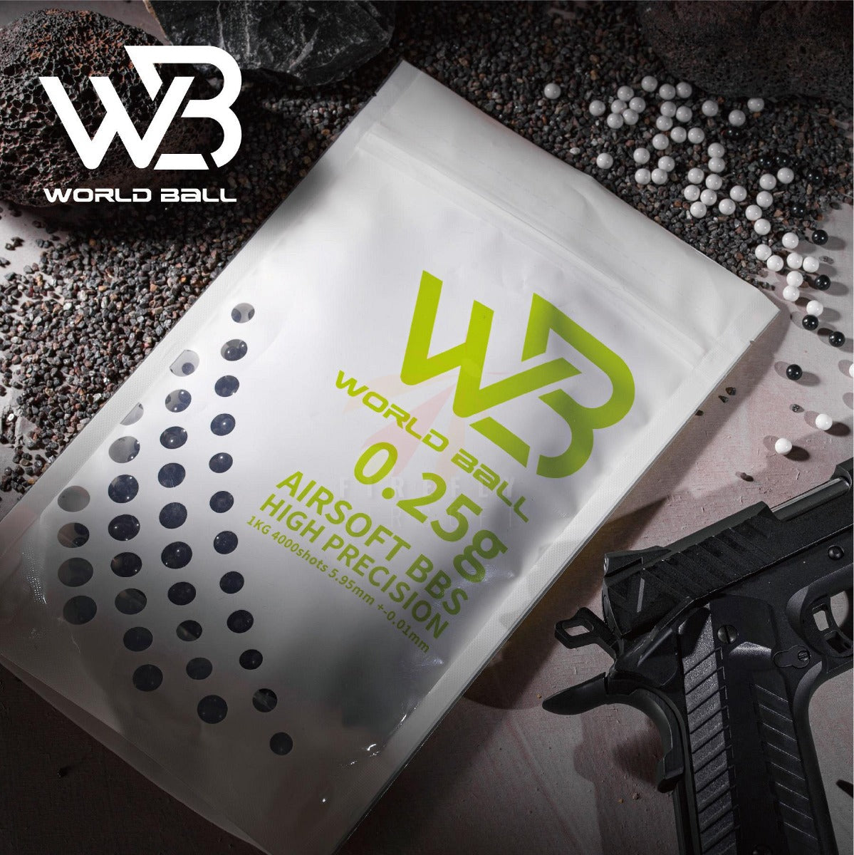 World Ball High Precision 6mm BB Pellets - 0.25g - White - 1 Kilo - Standard