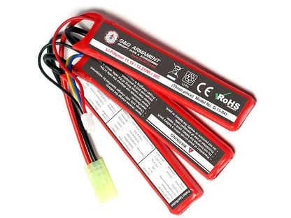 G&G 11.1v 1100 mAh Lipo Battery (Three Way Split)