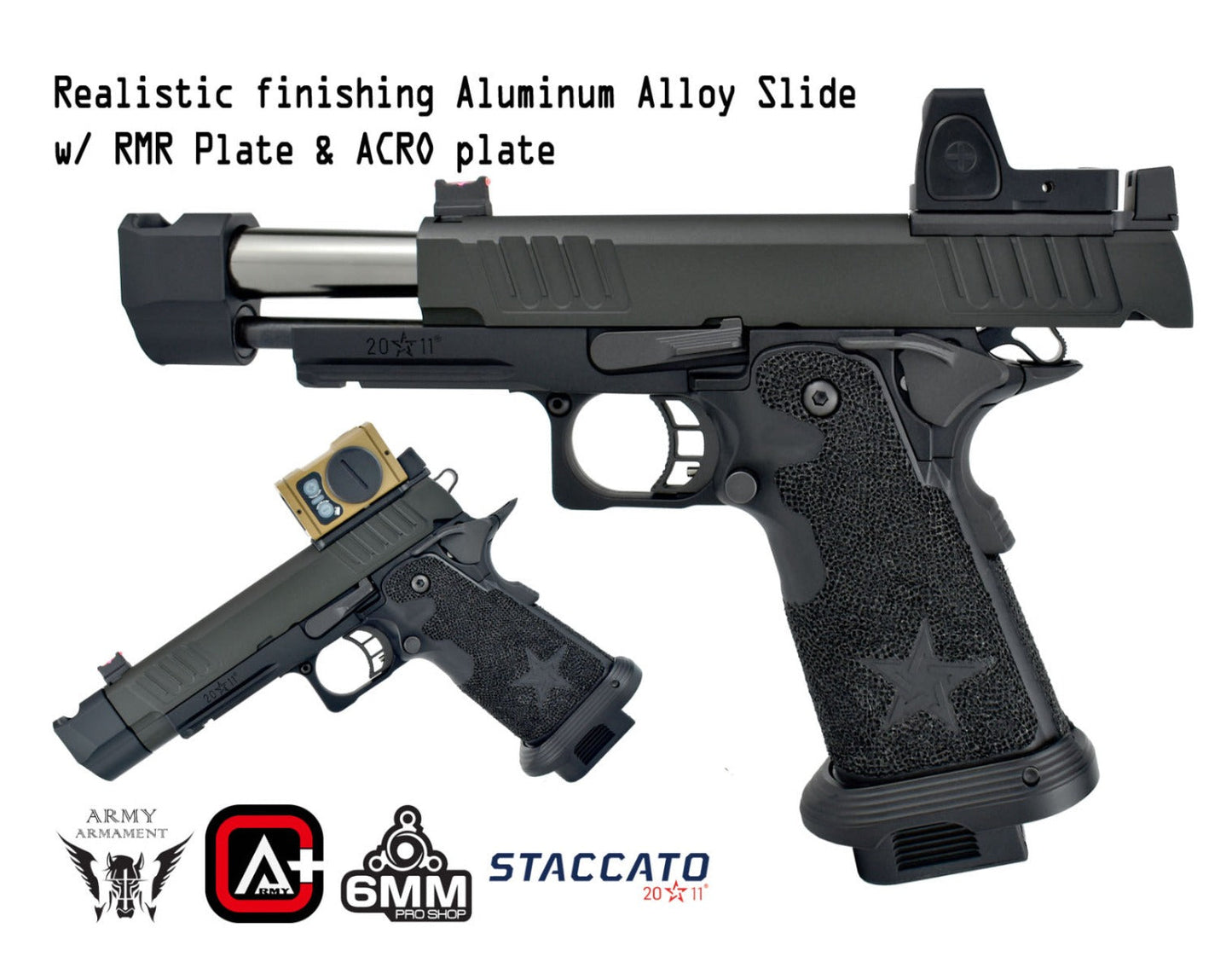 Staccato Licensed P New Version with Comp Gas Blowback Airsoft Pistol (R611-2A)