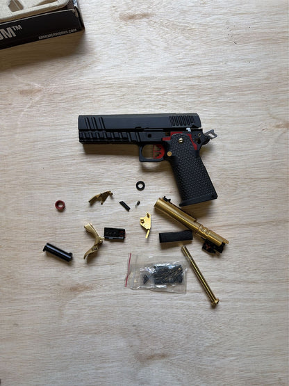 [Boneyard] Armorer Works Custom Hi-Capa GBBP (Black Slide - Gold Barrel - AW-HX2032) - Slide snapped - auto only - vents gas