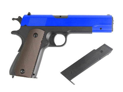 Double Bell 1911 Spring Pistol (Full Metal - Two Tone Blue - 601)