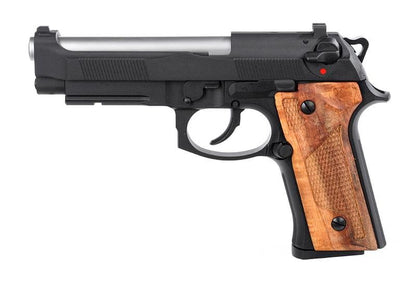 KJ Works M91A Tactical Fishbone Full-Metal GBB Airsoft Pistol - Solid Wood Grips - Black (KJGSM9IABW)