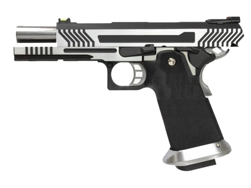 Armorer Works Custom Hi-Capa GBBP (Full Silver Slide - Black Frame - AW-HX1101)