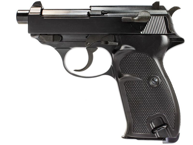 WE WW2S with Silencer Gas Blowback Pistol (Black)