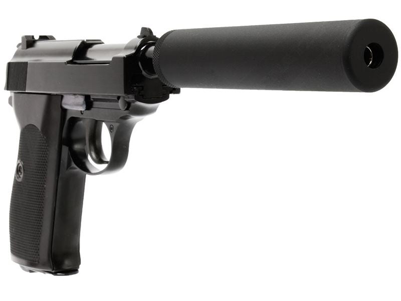 WE WW2S with Silencer Gas Blowback Pistol (Black)
