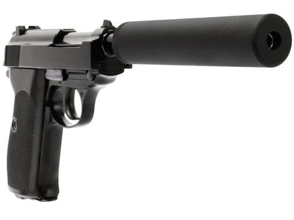WE WW2S with Silencer Gas Blowback Pistol (Black)