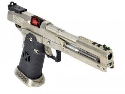 Armorer Works Custom 'Race Guns' Hi-Capa GBBP (Dragon Silver Slide - Black Grips - AW-HX2201)