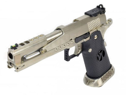 Armorer Works Custom 'Race Guns' Hi-Capa GBBP (Dragon Silver Slide - Black Grips - AW-HX2201)