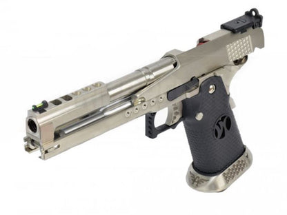Armorer Works Custom 'Race Guns' Hi-Capa GBBP (Dragon Silver Slide - Black Grips - AW-HX2201)