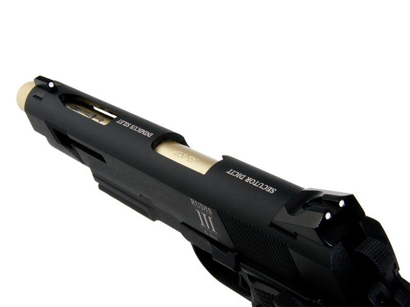 SECUTOR - Rudis III - 1911 Custom Pistol (Gold Barrel - Co2 Powered - Gas Ready - Black)
