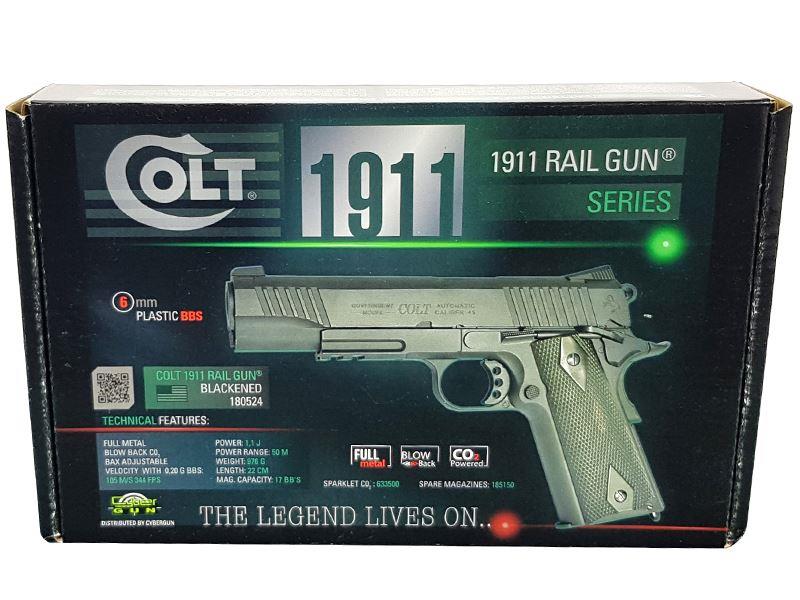 Colt 1911 (Rail) Co2 Pistol (Black - Cybergun - 180524)