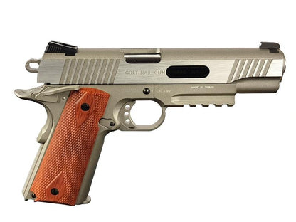 Colt 1911 (Rail) Co2 Blowback Pistol (Silver - Cybergun - 180530)