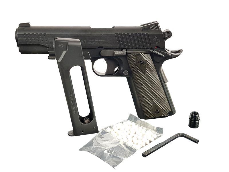 Colt 1911 (Rail) Co2 Pistol (Black - Fixed Metal Slide - Cybergun - 180314)