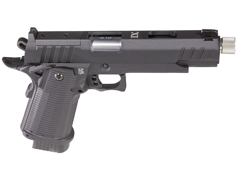 Secutor - LUDUS XI - Hi-Capa 5.1 Custom Pistol (Silver Barrel - Co2 Powered - Gas Ready - Black)