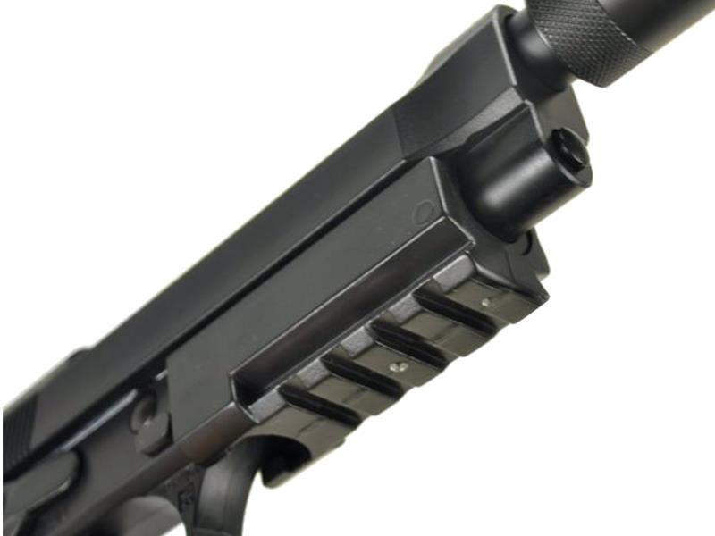 LS M9 Gas Blowback Pistol with Rail and Silencer (Black - GGB-9606T)