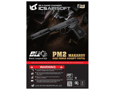 ICS PM2 Makarov Non-Blowback with Silencer (Co2 Powered - Black - BLE-002-SB)