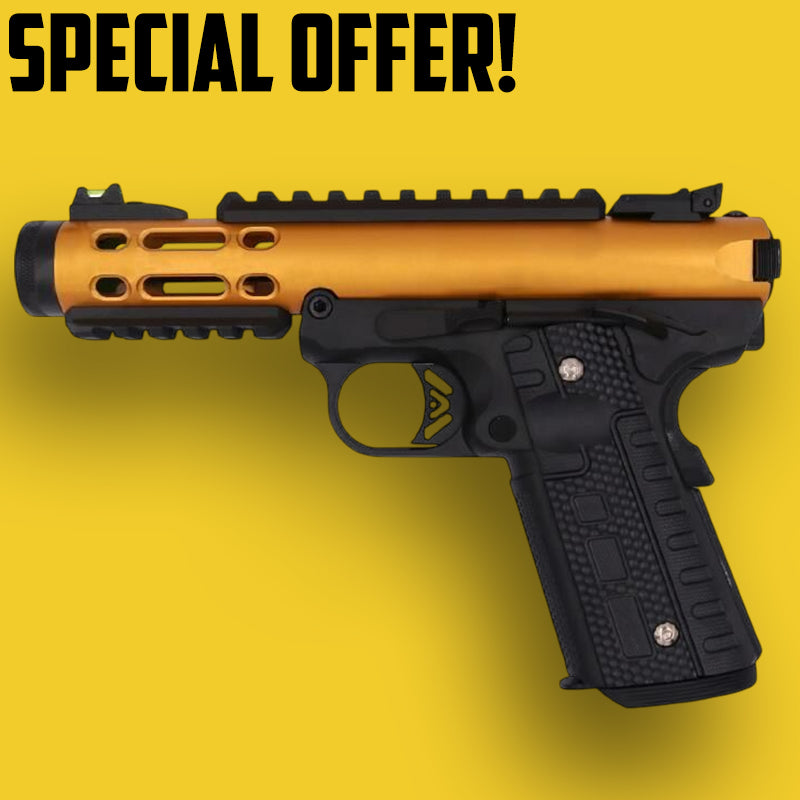 WE Galaxy 1911 Gas Blowback Pistol (Black Frame - Gold Slide)