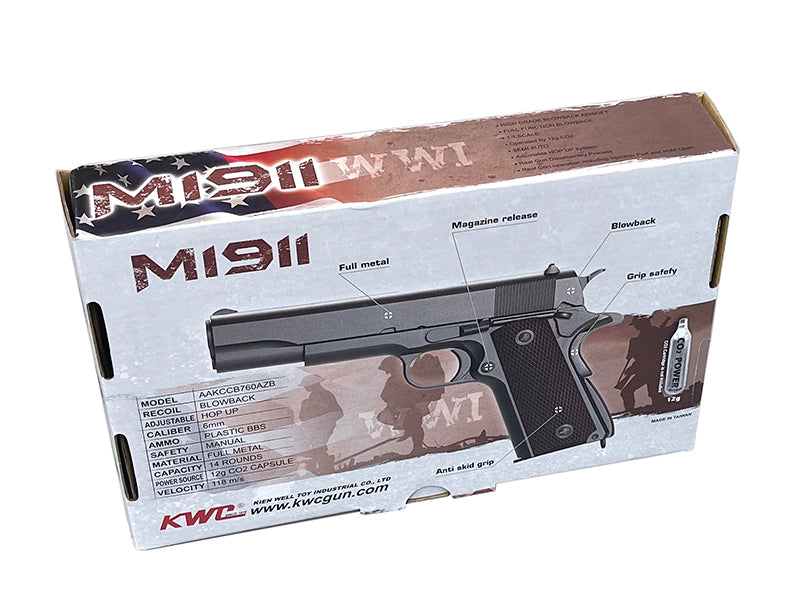 KWC 1911 Co2 Blowback Pistol (Full Metal - Black - AAKCCB760AZB)