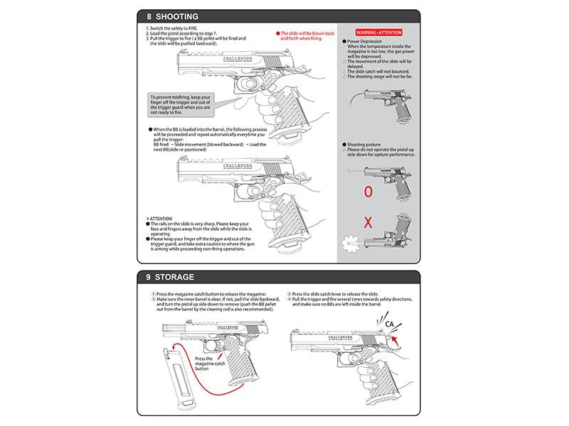 ICS Hi-Capa Challenger Gas Blowback Pistol (Black - BLE-007-SB)