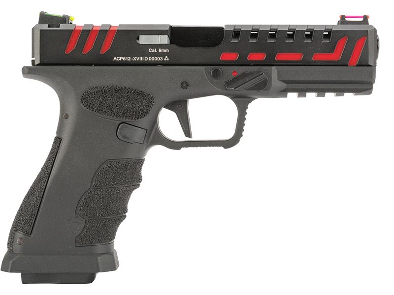 APS Co2 Powered Scorpion Blowback Pistol (Black/Red - ACP614)