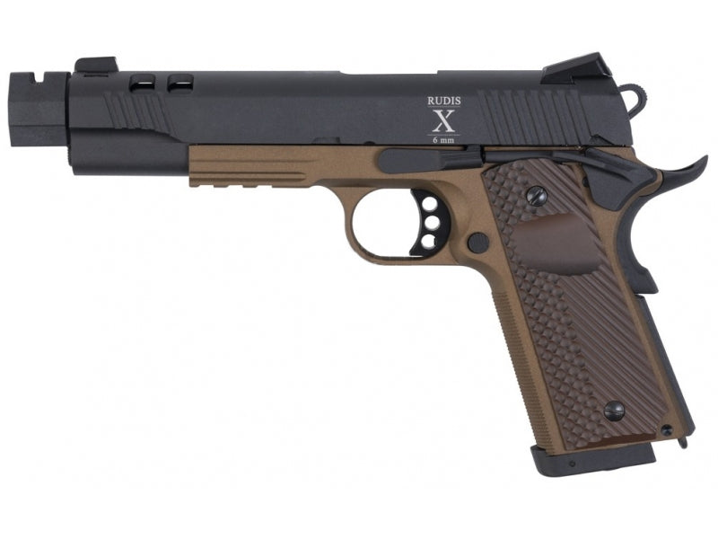 Secutor - Rudis V -  1911 Custom Pistol (Co2 Powered - Gas Ready - BlackSlide/Tan)