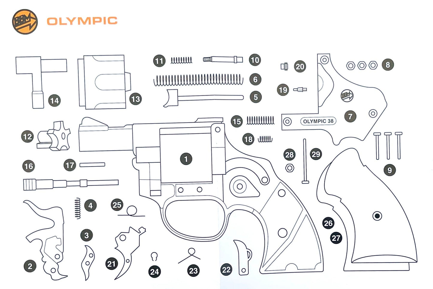 Bruni Revolver Olympic 38 (Cal.380 - BFG - BLUE - 300)