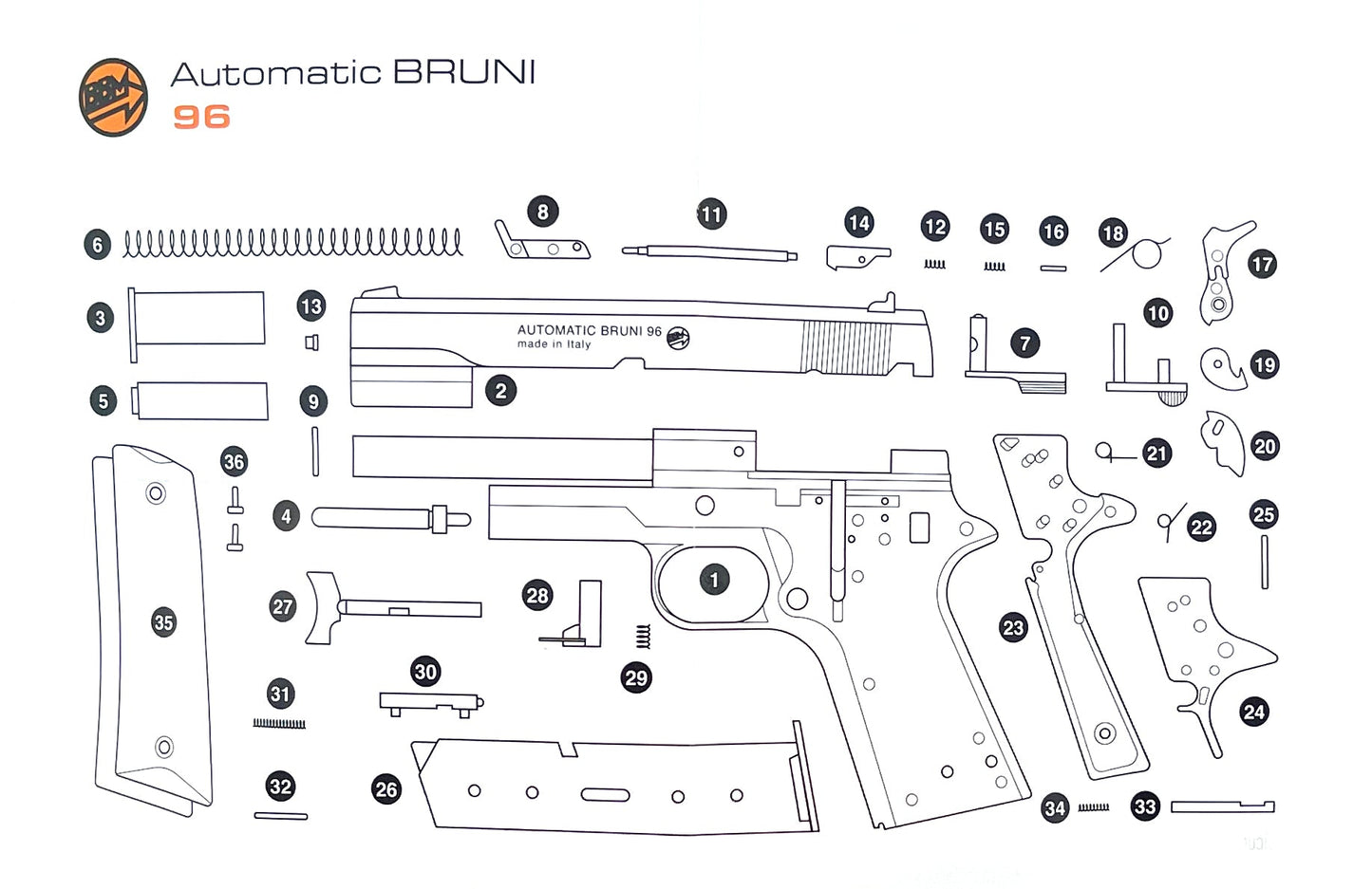 Bruni 96 Pistol (Cal.8 - BFG - BLUE - 1500)