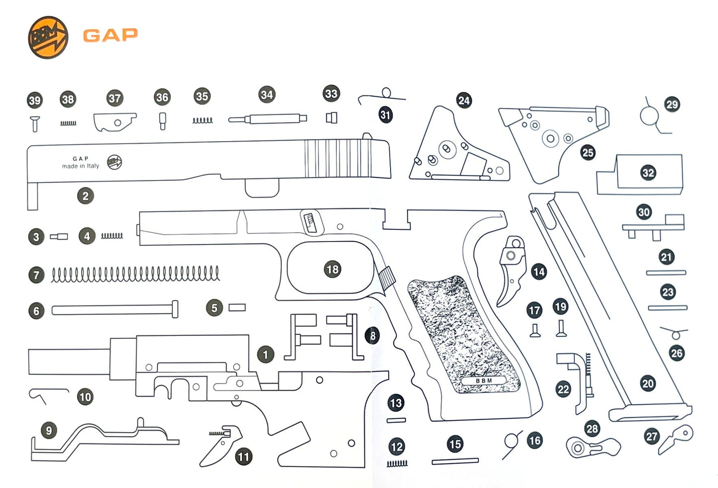 Bruni GAP Pistol (Cal.8 - BFG - BLUE - 1400)