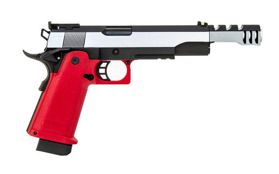 KLI Hi-Capa 5.1 Special Edition Gas Blowback Pistol (Silver/Red - GB-0744X)