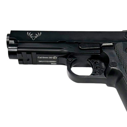 Huntsman 3.8 Hi-Capa Gas Blowback Pistol with Pistol Case (Metal Slide - ABS Body - Black - HG2)