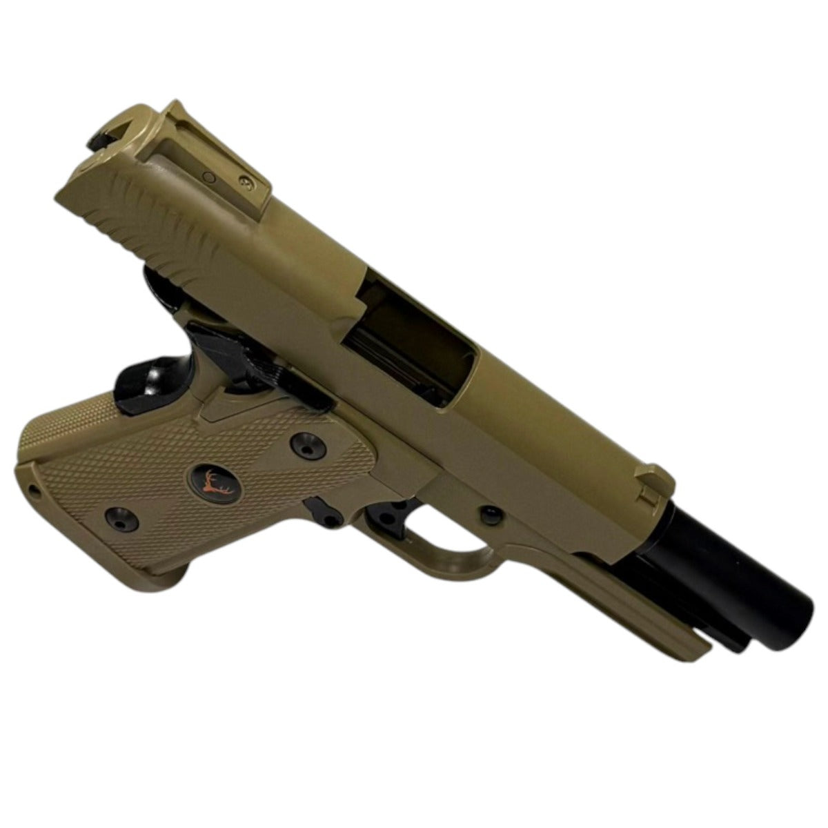 Huntsman 3.8 Hi-Capa Gas Blowback Pistol with Pistol Case (Metal Slide - ABS Body - Tan - HG2)