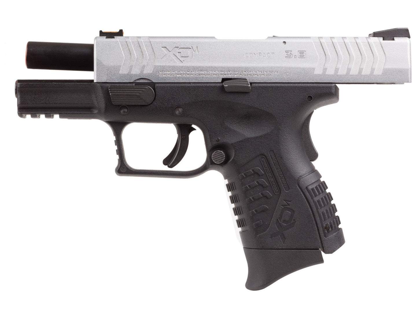 Springfield Armory XDM 3.8 Compact Gas Blowback Pistol (by WE - Silver/Black - SA-XDM38GBB6-SB)