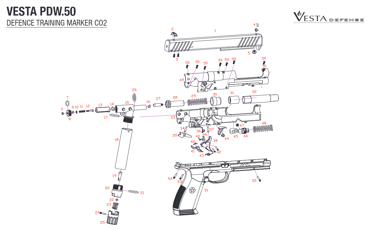 Borner PDW50 0.50 Paintball Pistol (Co2 Powered by Vesta Defense)